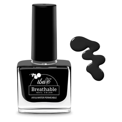 Iba Breathable Nail Color - B21 Pristine Black, 9ml | Enriched with Vitamin E | High Glossy Shine | Long Lasting | Nail Polish | 100% Natural, Vegan & Cruelty Free