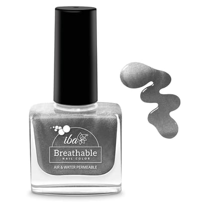 Iba Breathable Nail Color - B22 Sparkling Silver, 9ml | Enriched with Vitamin E | High Glossy Shine | Long Lasting | Nail Polish | 100% Natural, Vegan & Cruelty Free