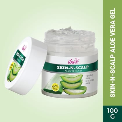 Iba Skin - N - Scalp Aloe Vera Gel for Face, Skin & Hair 100g | 100% Pure Aloe Vera Gel | For Hydrates, Moisturizes, Nourished and Glowing Skin, Healthy Scalp and Stronger Hair