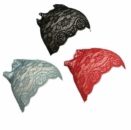 Girls and Womens Hijab Cap Hijab Headband, Under Hijab Scarf Black Grey and Dark Red Naqab Head Scarf (3 pcs)