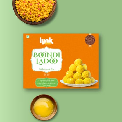 Lynk Ghee Boondi Ladoo 200g - Pure GHEE, Premium Handcrafted Indian Sweet Delight. Great Pack for Sweet Moments. Best Boondi Laddu, Fresh and Irresistible always
