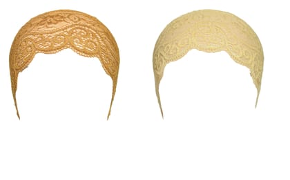 Girls and Womens Hijab Cap Hijab Headband, Under Hijab Scarf Golden and Cream Naqab Head Scarf (2 pcs)