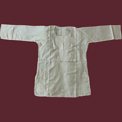 White Pure Silk Chikan Kurta