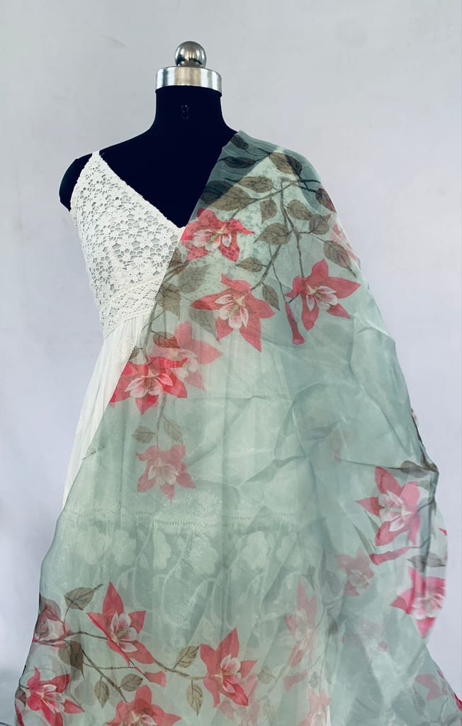 NVLGO010-Light Green Color Organza /Per Meter - Unstitched Fabrics | Buy online on ZillyBuy