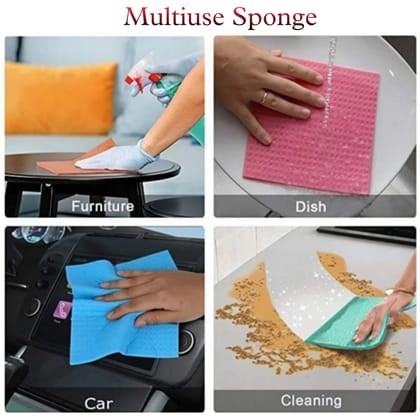 Qawvler 5 Sponge Wipes & 1 Magic Sponge Combo Cleaning, Car, Kitchen, Windows, Floor, Desk, Large Size Multicolor