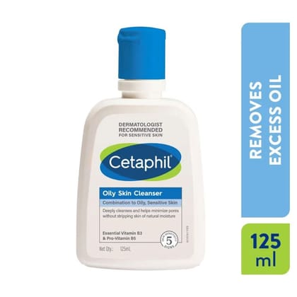 Cetaphil Moisturising Cream for dry to very dry Sensitive skin, Dermatologist Recommended (80g) + Cetaphil Oily Skin Cleanser for Acne-prone Skin with Niacinamide Dermatologist Recommended (125ml) Pack of 2