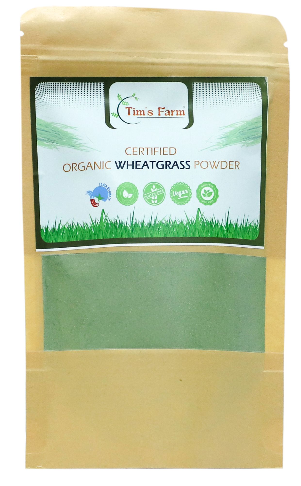 Tim's Farm Organic Wheatgrass Powder Natural Antioxidant Superfood Immunity Booster, Non-GMO, Vegan Skin Health 100 Gm