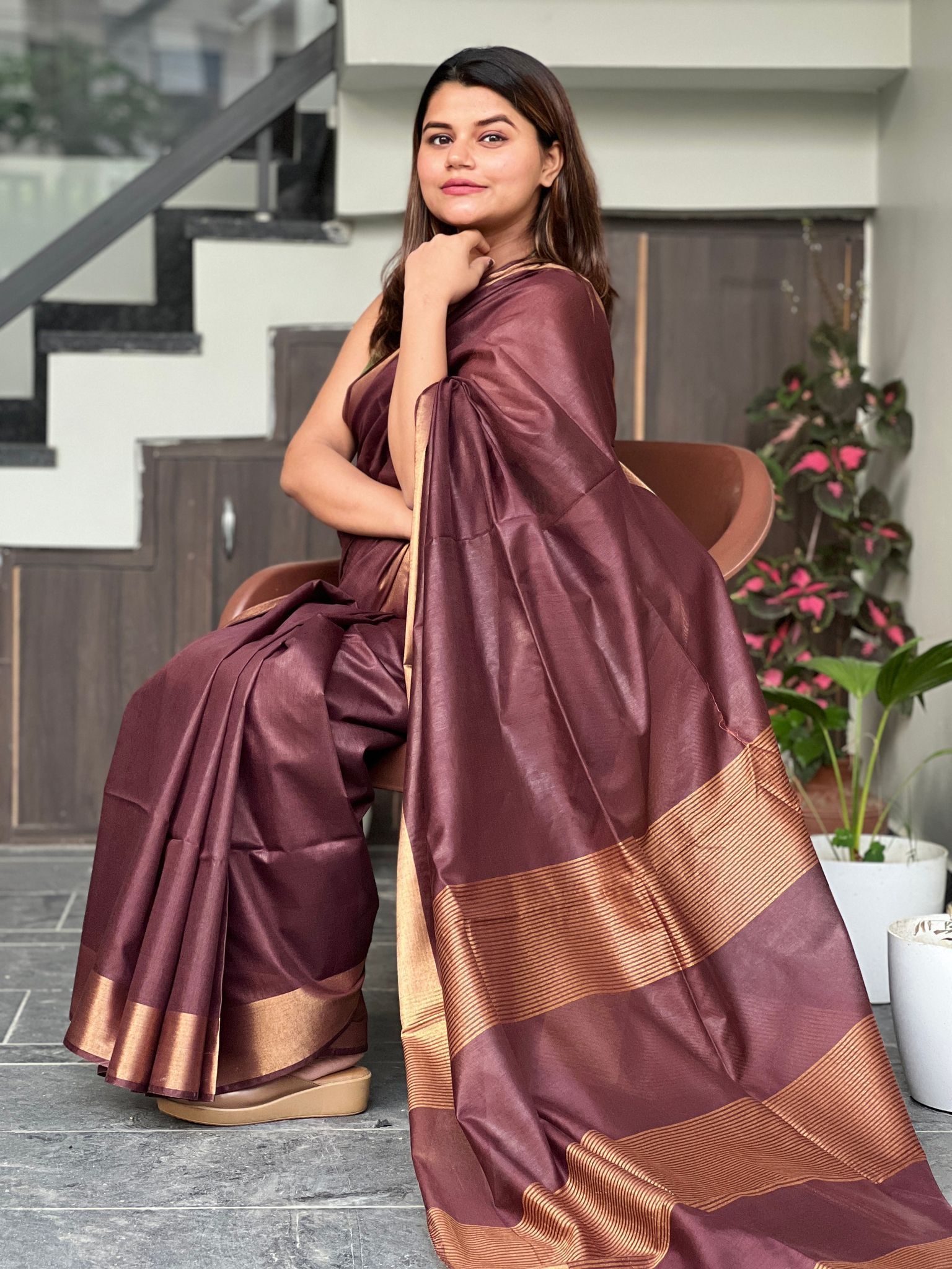 Handloom Jayashree Silk Saree Coffee Brown Color with Running Blouse-2692