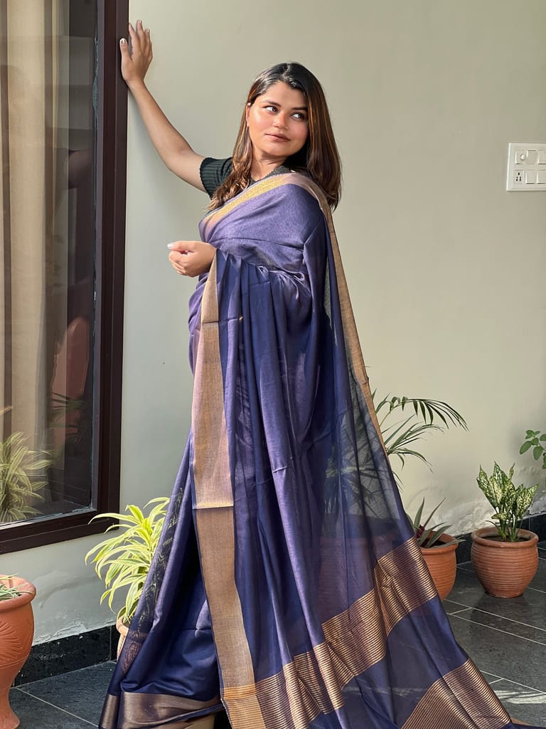 Handloom Jayashree Silk Saree Blue Colour with Running Blouse-1759 - Sarees | Buy online on ZillyBuy