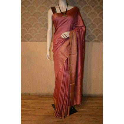 Silkmark Certified Moonga Tussar Rust Red Silk Saree with Running Blouse Handcrafted-6522 Silkmark Certified Moonga Tussar Rust Red Silk Saree with Running Blouse Handcrafted-6522