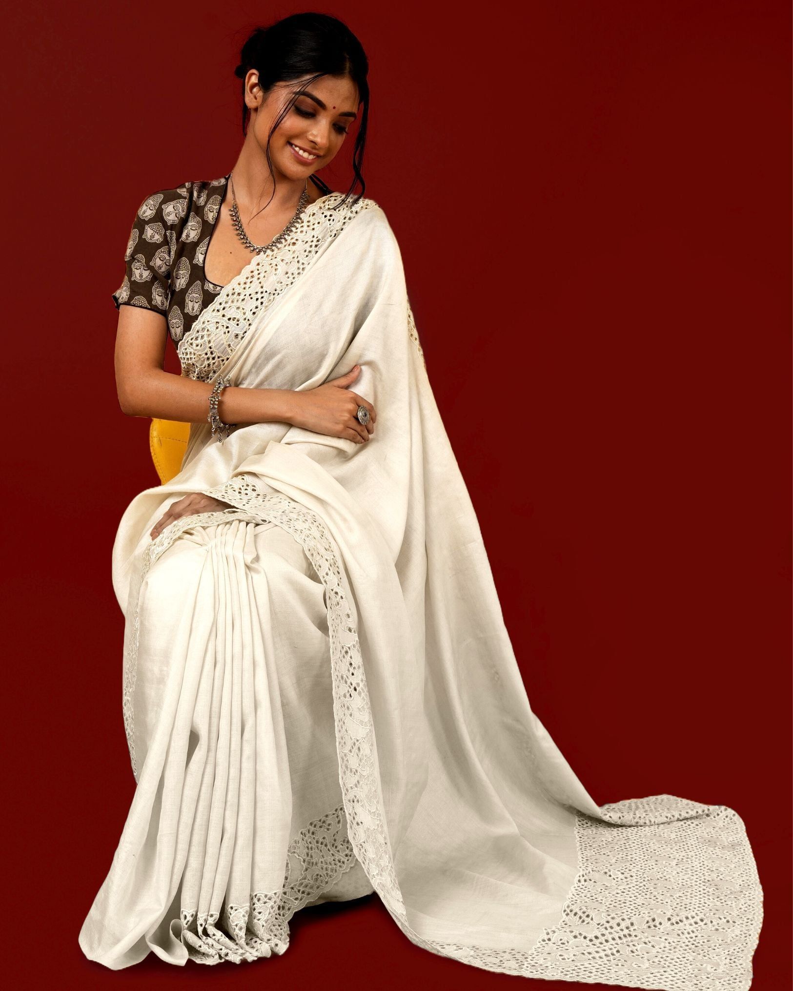 Silkmark Certified Pure Tussar Hand Cutwork Beige Saree (Tussar by Tussar Fabric)-9328