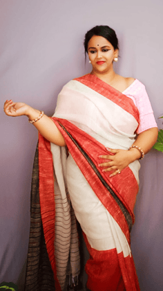 Silkmark Certified Pure Ghicha Tussar Silk Beige Saree with Running Blouse-8483
