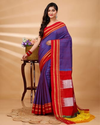 ILKAL Handloom Cotton Silk Saree Faded Purple Color with running blouse-4449