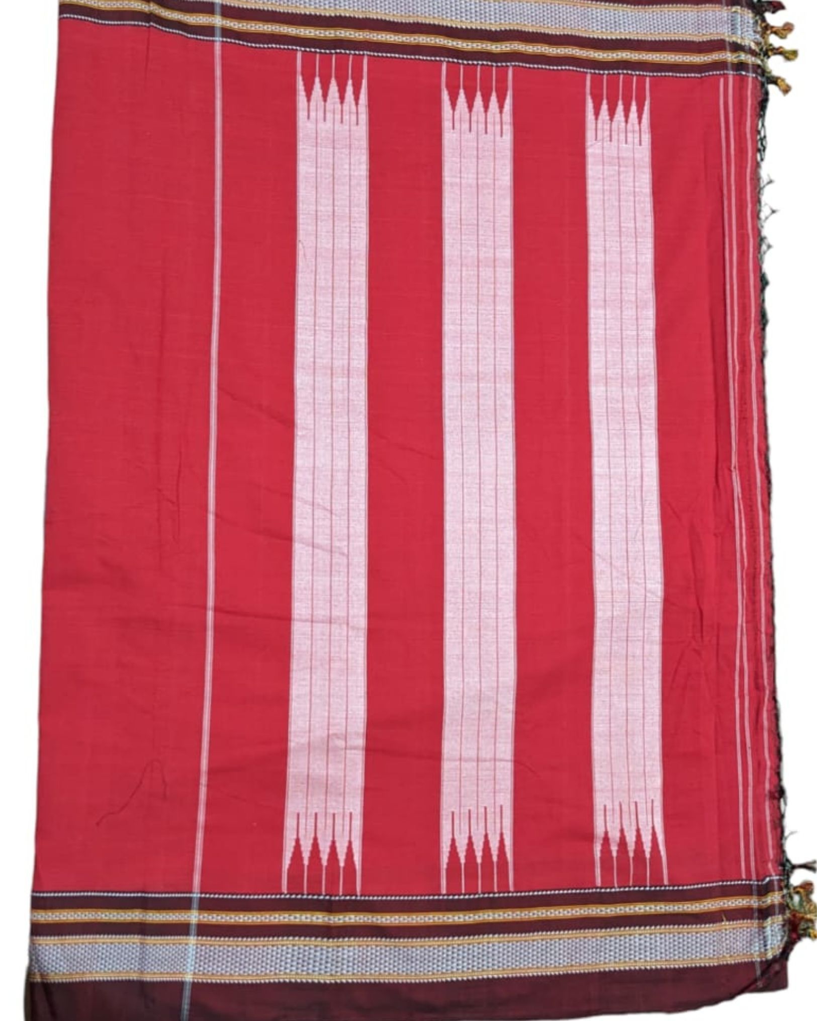 Pure Cotton Handloom Ilkal Saree Red Color with running blouse-3779