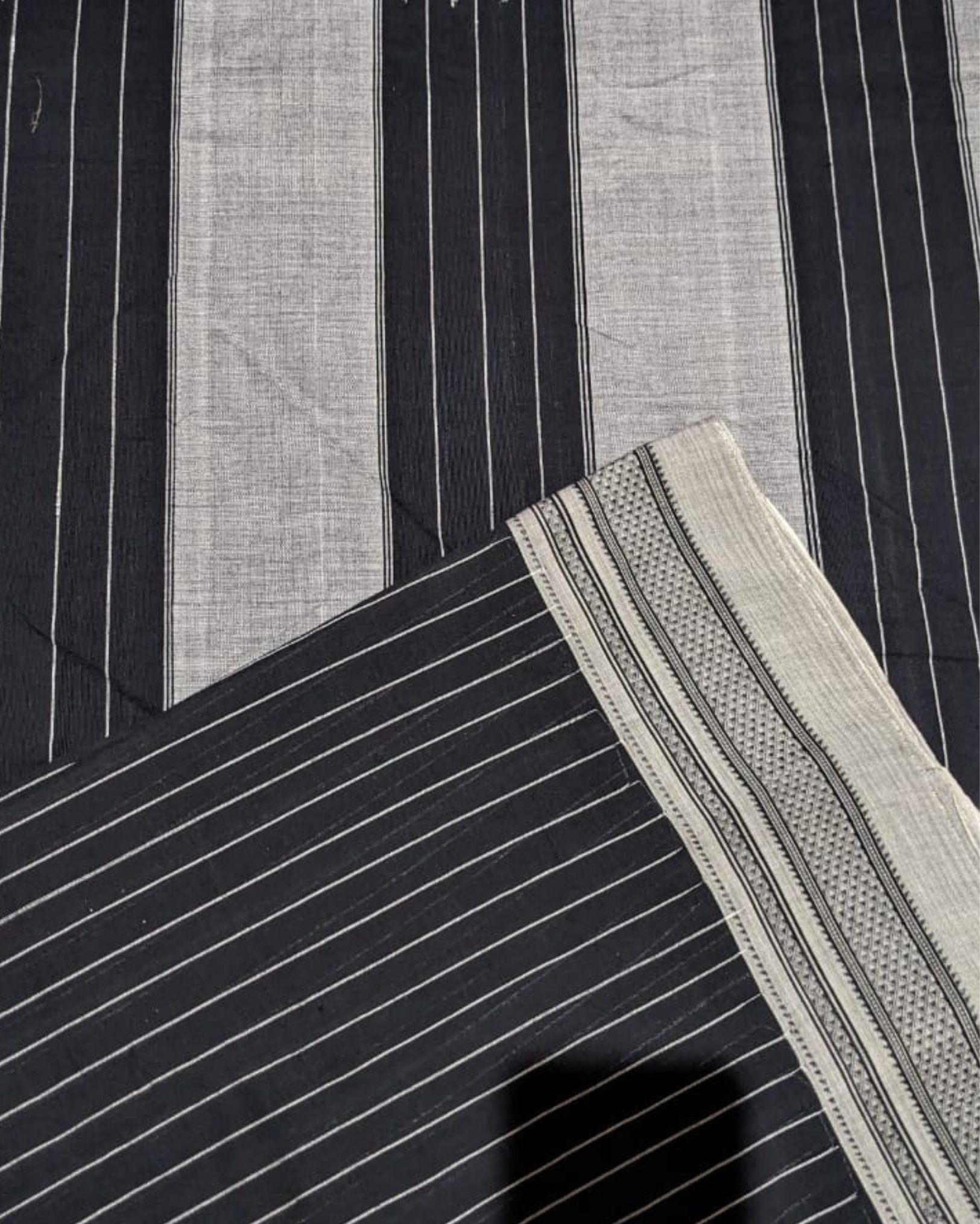 Pure Cotton Handloom Ilkal Saree Black Color with running blouse-3639