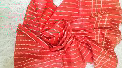 Katan Silk Banarasi Brocade Dupatta Tomato Red Color-4418