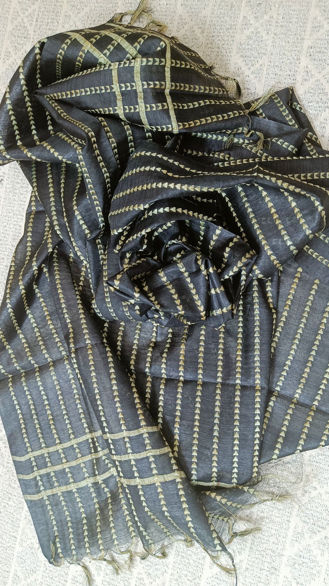 Katan Silk Banarasi Brocade Dupatta Black Color-1390