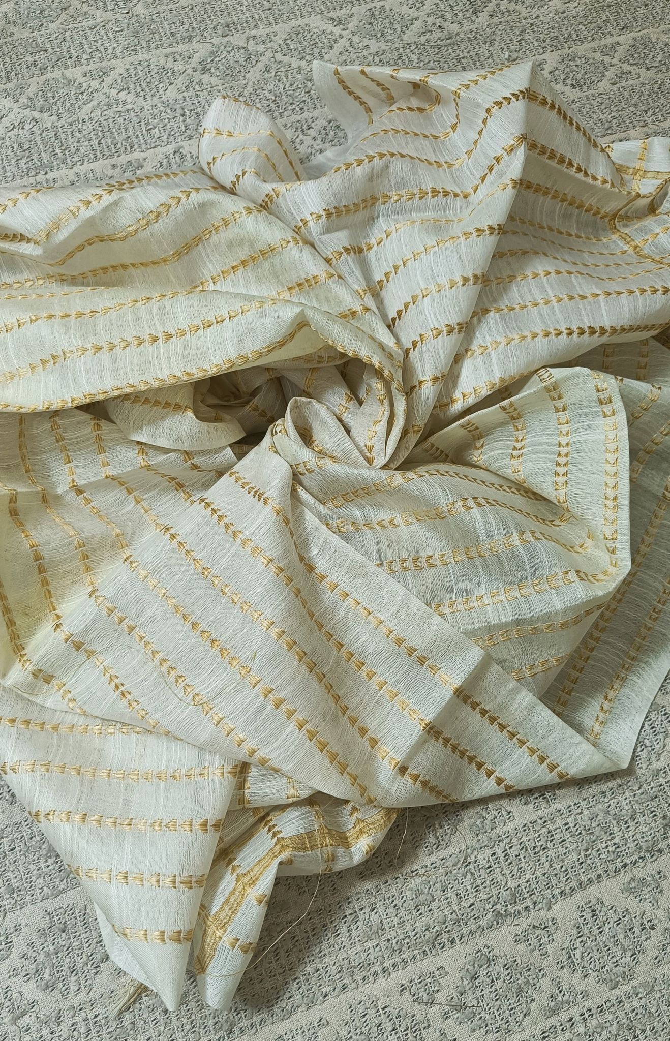 Katan Silk Banarasi Brocade Dupatta White Color-8085