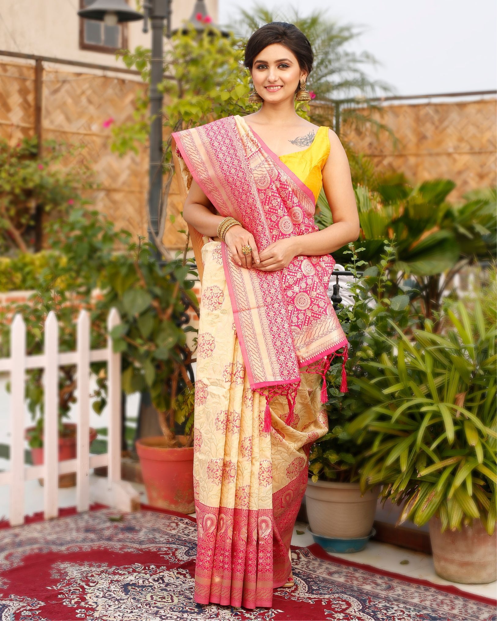 Banarasi Silk Saree Pastel Peach Color with contrast pallu and blouse-3071
