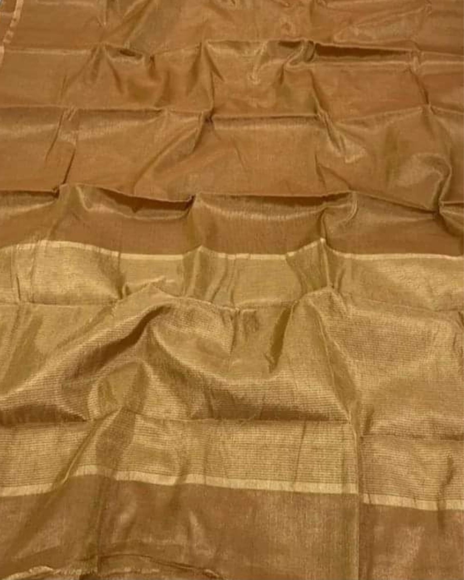 Maheshwari Tissue Silk Saree Metallic Brown Color with running blouse-8179