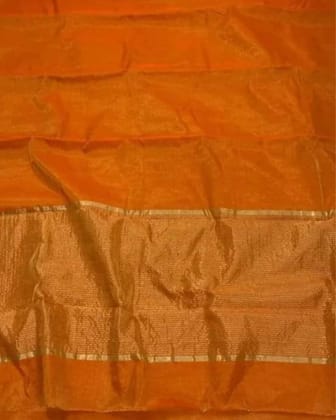 Maheshwari Tissue Silk Saree Orange Color with running blouse-2198