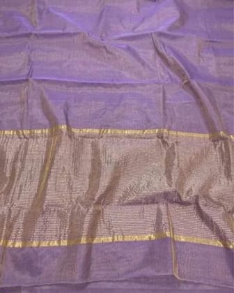 Maheshwari Tissue Silk Saree Lavender Purple Color with running blouse-3937