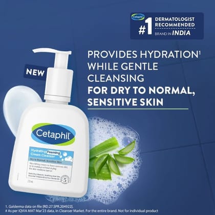 Cetaphil Moisturising Lotion + Hydrating Foaming Cream Cleanser Combo (236 ml + 100 ml) Pack of 2
