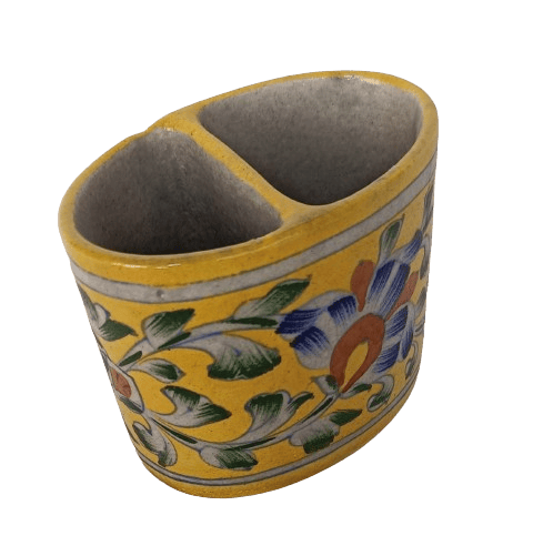 Blue Pottery Bathroom Dispenser (Brush case)