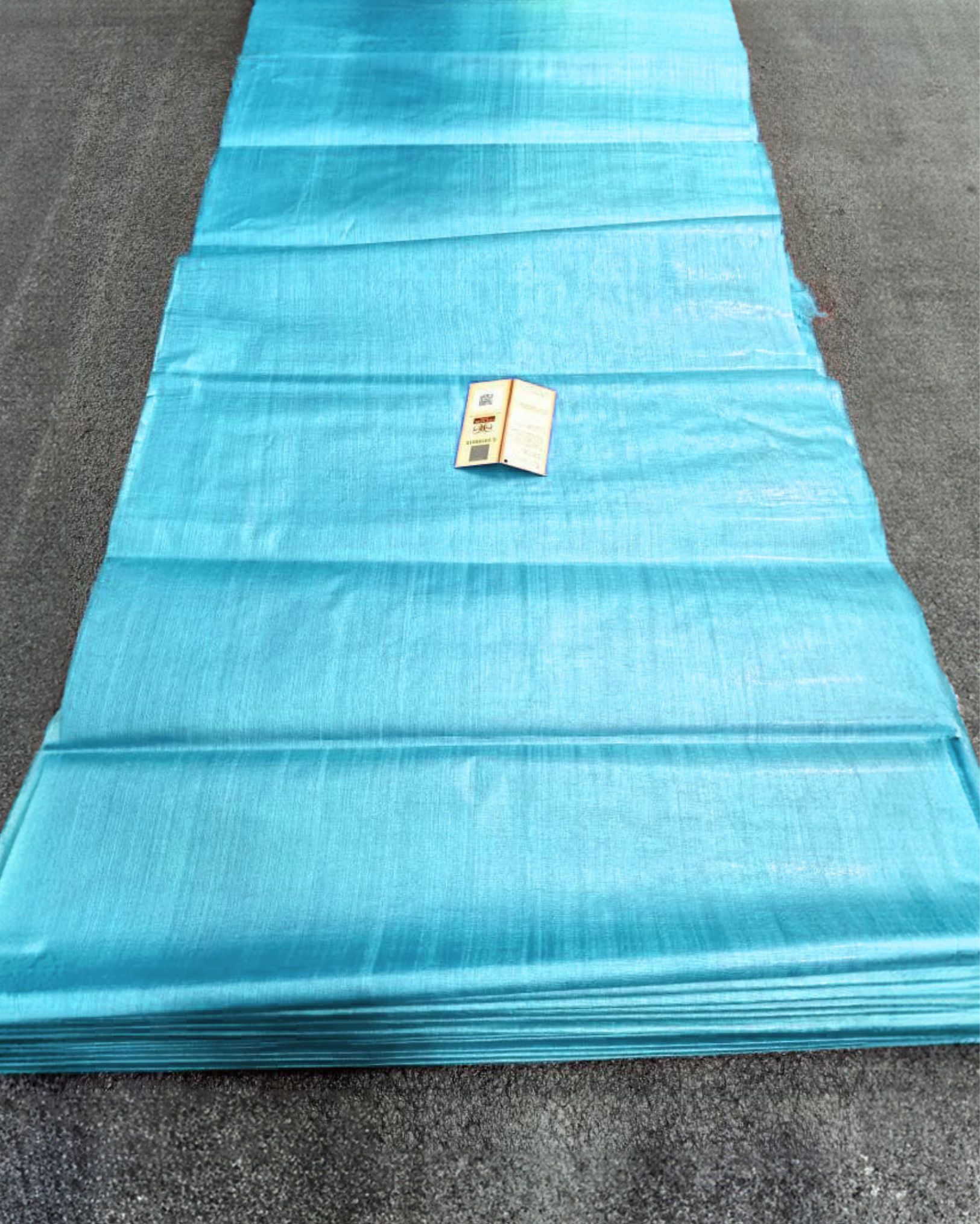 Silkmark Certified Pure Tussar Silk Fabric Aqua Blue Color-6836