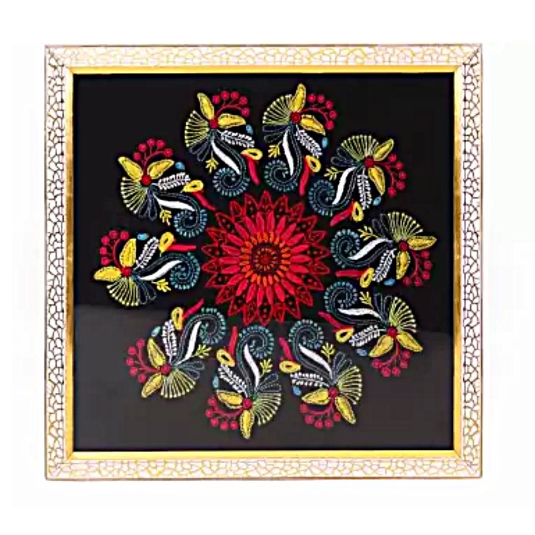 Chikankari Embroidery&nbsp; Wall Painting (With Frame)