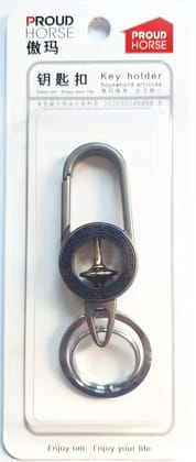 VSS Proud Horse Fancy Stylish Metal Keychain Keyring (Black or Dark Grey)