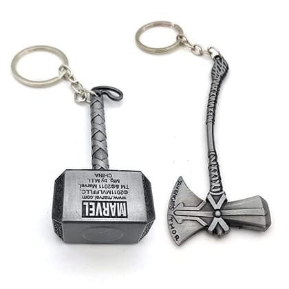 Infinity War Keychain Thor Combo of Hammer and Axe Stormbreaker Metal Keyring Key Chain