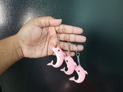 VSS Dolphin Fish Combo Rubber Keychain (Set of 3) - Perfect for Marine Life Enthusiasts (Pink)