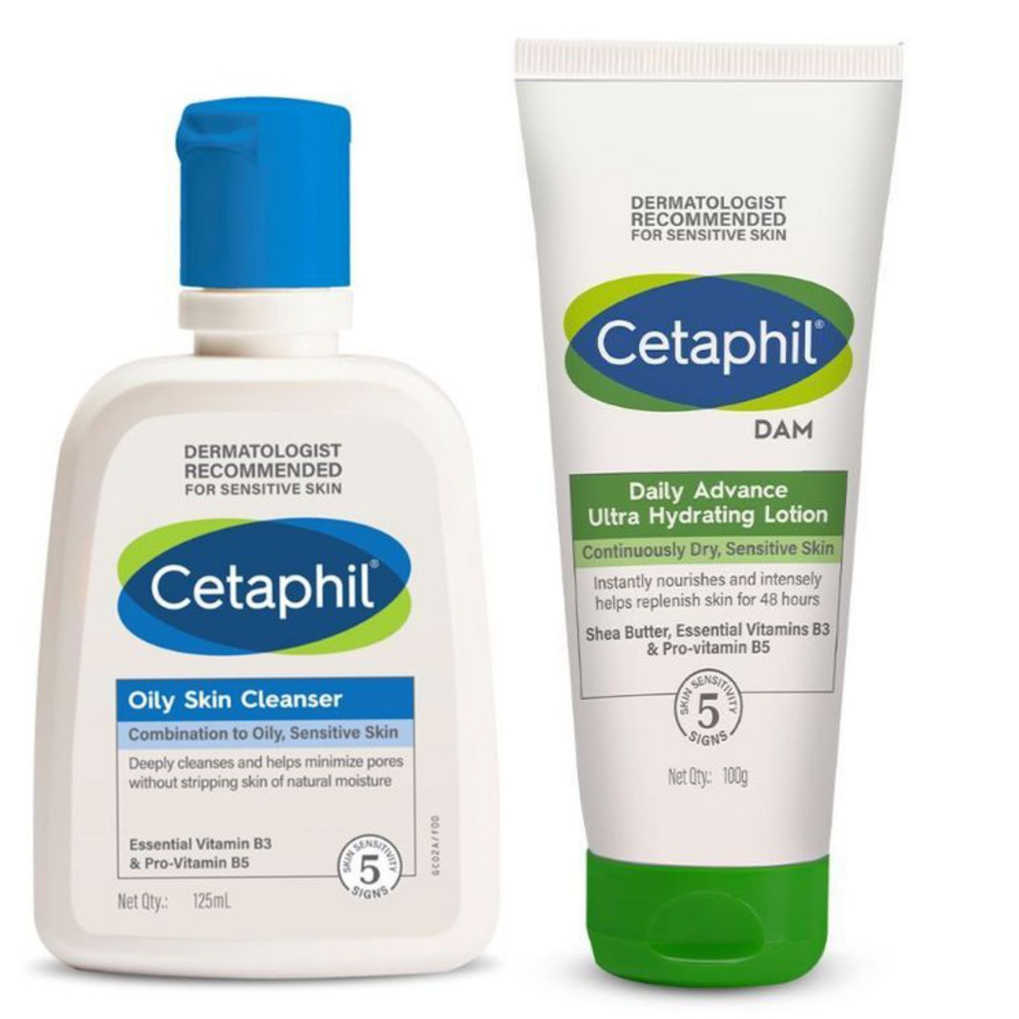 Cetaphil Oily Skin Cleanser & Hydrating Combo For Sensitive Skin (125 ml + 100 gm)