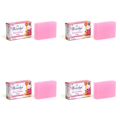 SHIWALYA Natural Rose Honey Handmade Soap | Handmade Bathing Soap | Herbal Soap Soft & Radiant Skin | Suitable for All Skin Types Pack of 4