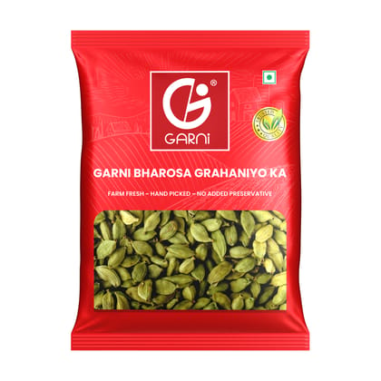 Garni Foods Whole Green Cardamom (Elaichi) 6-7mm| Hari Elaichi | Fresh and Fragrant | Traditional Whole Indian Spices | Authentic Taste & Strong Aroma | 50g
