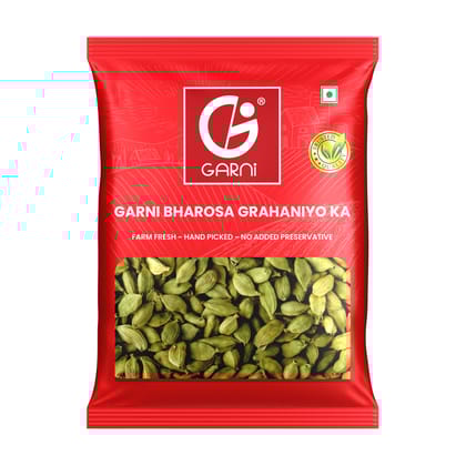 Garni Foods Whole Green Cardamom (Elaichi) 6-7mm| Hari Elaichi | Fresh and Fragrant | Traditional Whole Indian Spices | Authentic Taste & Strong Aroma | 50g