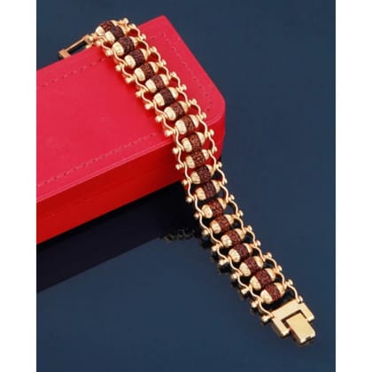 Evordlss Brass Rudraksh Bracelet for 21 cm Men & Boys Golden Chain Length (Pack of 1)