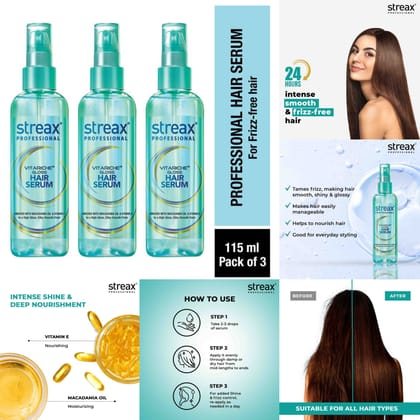 Streax Professional Vitariche Gloss Hair Serum (115 ml each) (Pack Of 3)