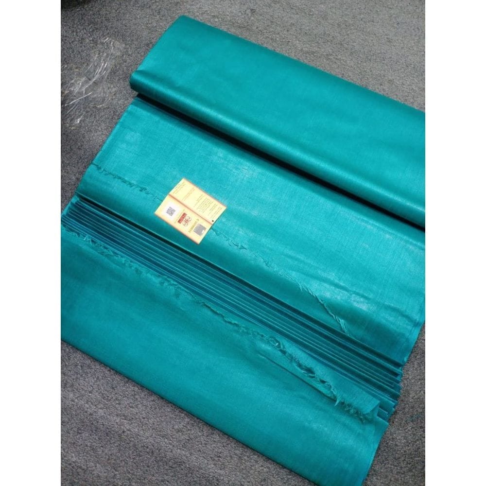 Silk Mark Certified Pure Tussar Silk Blue Fabric-2061