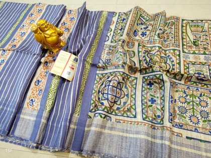 Silkmark Certified Tussar Silk Handloom Handblock Printed Purple Saree with Blouse-1916