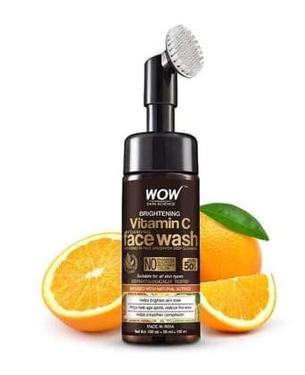 WOW Skin Science Brightening Vitamin C Foaming Face Wash | Built in Brush for Deep Cleansing