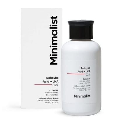 Minimalist 2% Salicylic Acid Face Wash For Oily Skin | Sulphate Free, Anti Acne Face Cleanser With Lha & Zinc For Acne Or Pimples | Men & Women 100 Ml