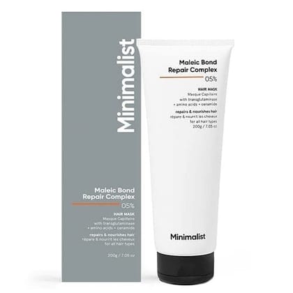Minimalist Maleic Bond Repair Complex 5% Hair Mask with Transglutaminase, Amino Acids & Ceramides | For Damaged & Frizzy Hair | For Women & Men | For All Hair Types | 200 gm
