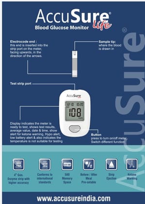 AccuSure Life Blood Glucose 50 Test Strip