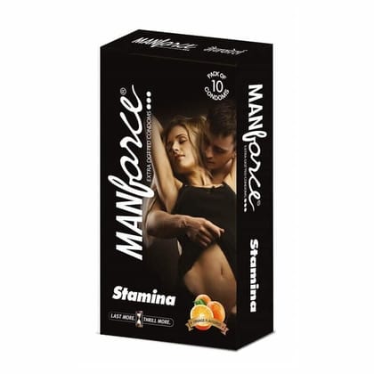 Manforce Stamina Orange Flavoured Condom 3in1 (Ribbed, Contour, Dotted) Pack of 10's