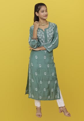 Ashreen Muslin Kurta Green