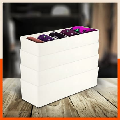 Stomo Dori Multi-Purpose Stackable Drawer Organizer For Home | Ivory - Set of 4