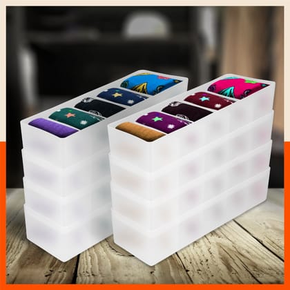 Stomo Dori Multi-Purpose Stackable Drawer Organizer For Home | Frost - Set of 8