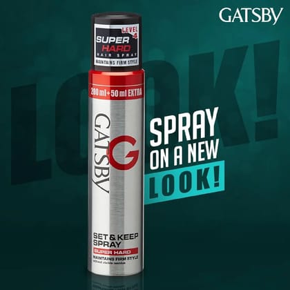 Gatsby Super Hard Set and Keep Spray Hair Styler (250ml)